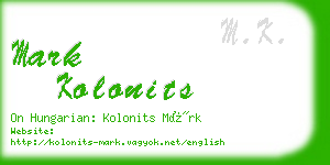 mark kolonits business card